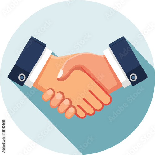 Handshake vector illustration depicting a business agreement and partnership between two businessmen