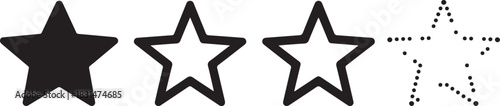 star rating icon sequence filled outline thick outline vector