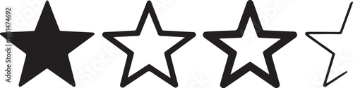 star rating icon progression filled to outline dotted vector set