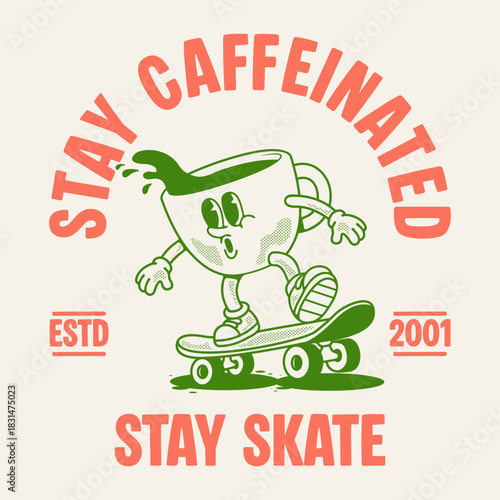 cartoon character of coffee Graphic Design for T shirt Street Wear and Urban Style