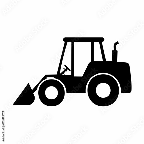 Black Excavator Loader Vector Illustration Heavy Machinery Graphic