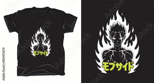 Flame mane anime graphic vector art t-shirt design print template