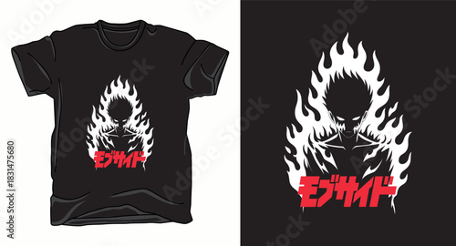 Flame mane anime graphic vector art t-shirt design print template