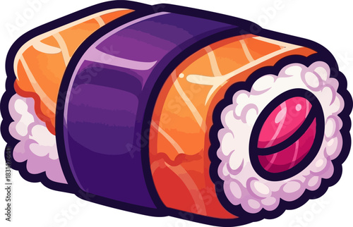 Delicious Salmon Nigiri Sushi Roll with Purple Nori.