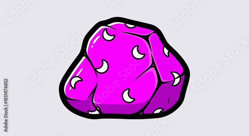 Vibrant Purple Rock with Crescent Moon Markings.