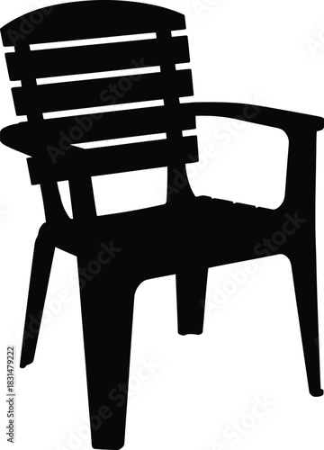 Plastic outdoor patio garden chair silhouette black isolated