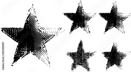 Black grunge star illustration with rough spray paint effects