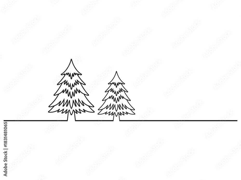Obraz premium Christmas Tree Black and White 
