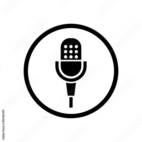 Professional microphone icon for podcasting, broadcast or recording