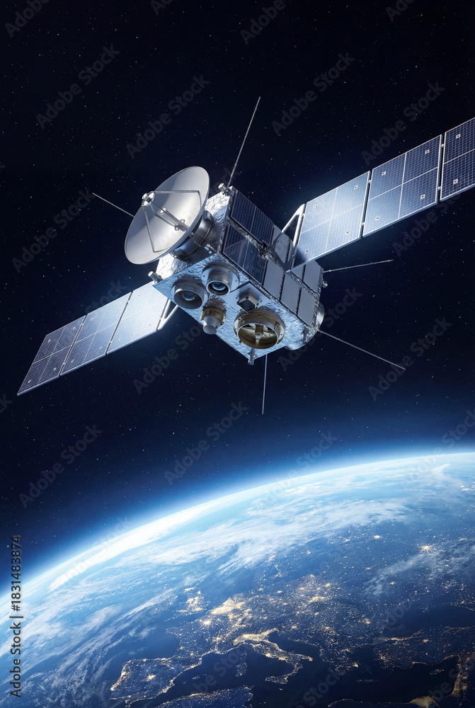 Obraz premium Satellite Orbiting Around Planet Earth