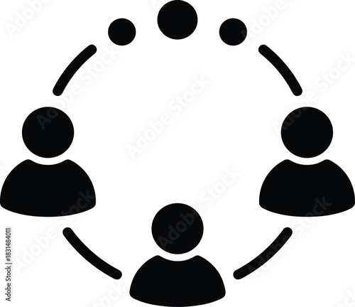 Teamwork and collaboration icon, stylized group symbol for business, communication, networking, and collective effort design themes