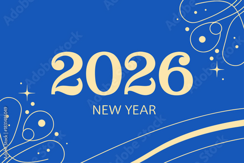 New Year 2026 Elegant Blue Gold Banner Background Design