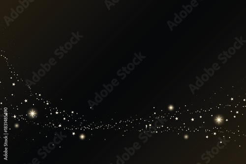 Abstract glowing blue background with bright shiny stars, magic Christmas light, and winter snow animation