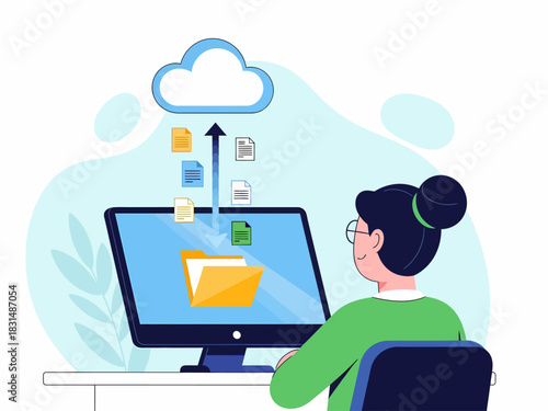 Backing Up Files to Cloud Vector
