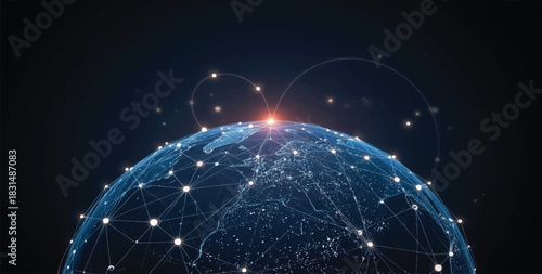 Global network, digital earth, world connection, data exchange, telecommunication, business technology, internet of things (IoT), social network, worldwide communication, global business, cyberspace, 