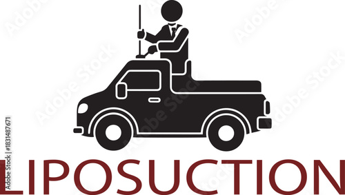 Silhouette of person driving pickup truck with antenna