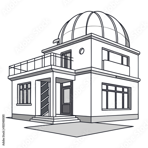 White building with domed roof and balcony architecture
