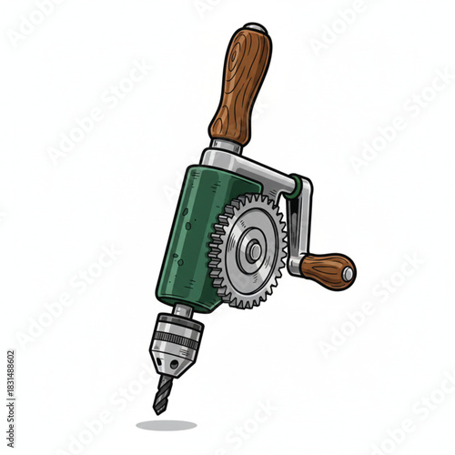 vector illustration of a manual drill