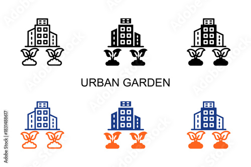 Urban Garden Icon Multi Style Vector Illustration