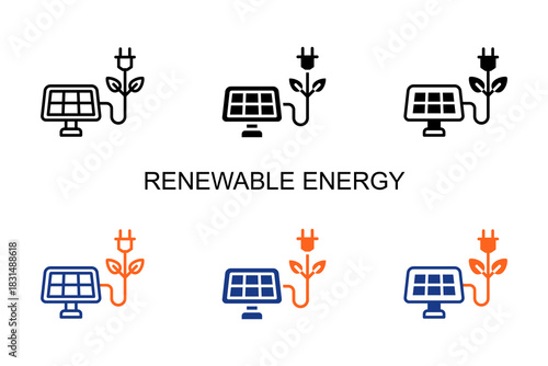 Renewable Energy Icon Multi Style Vector Illustration 