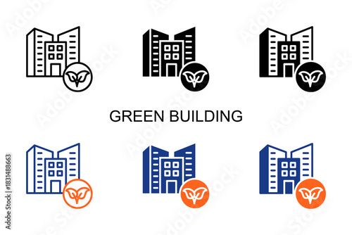 Green Building Icon Multi Style Vector Illustration 