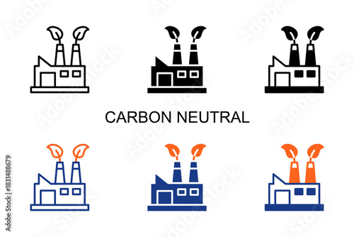 Carbon Neutral Icon Multi Style Vector Illustration 