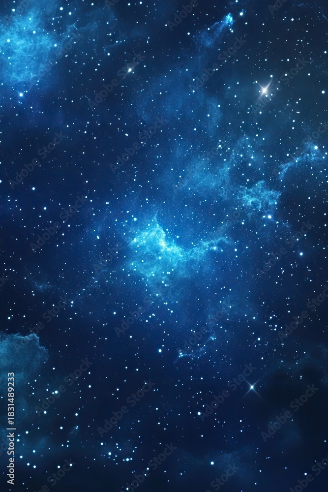 Fototapeta premium Dreamy starry nightscape with blue nebula & cosmic dust