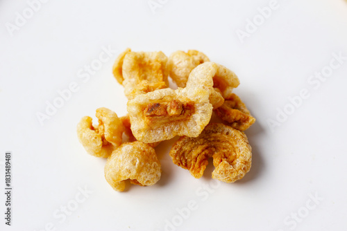 Crispy pork cracklings, a crunchy savory snack.