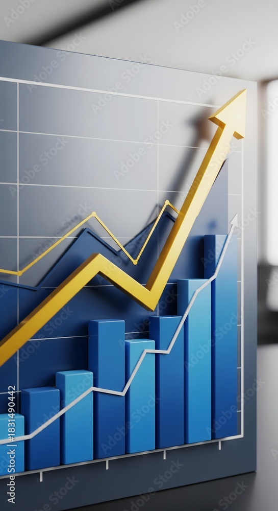 Fototapeta premium Business graph showing growth arrow.