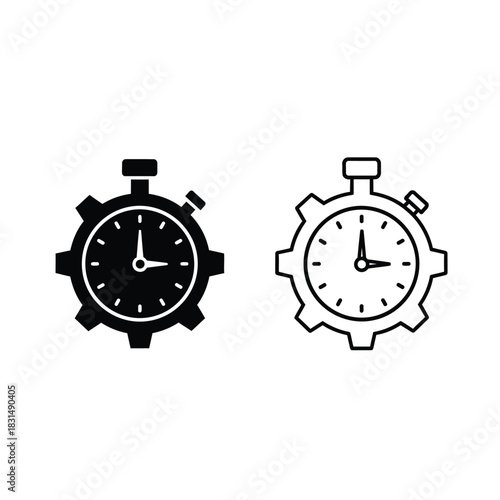 Stopwatch gear icon symbol of time management, efficiency, process optimization, settings, and productivity control