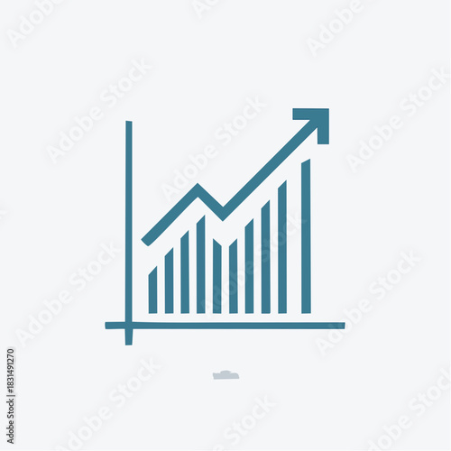Business growth bar chart with an upward arrow trend vector icon