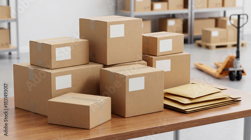 Packages Ready for Delivery on a Table
