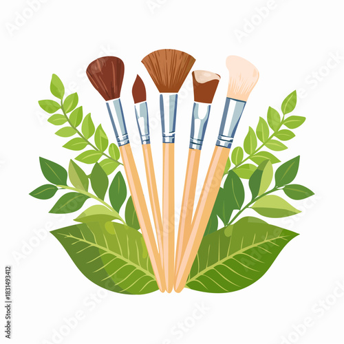 Makeup Brushes with Greenery A Nature-Inspired Beauty Concept