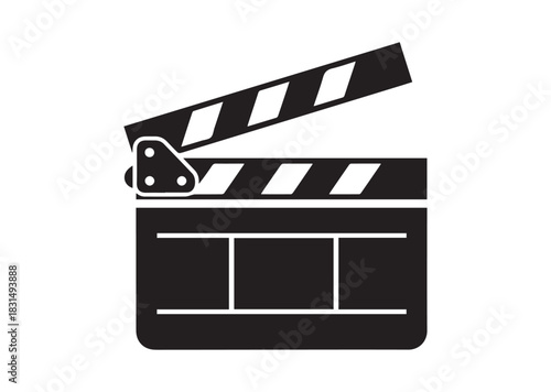 Movie clapperboard icon, Movie clapperboard silhouette vector