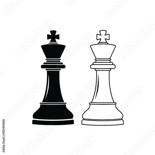 Strategic black and white chess king pieces standing side by side, representing leadership, power, and game challenges.