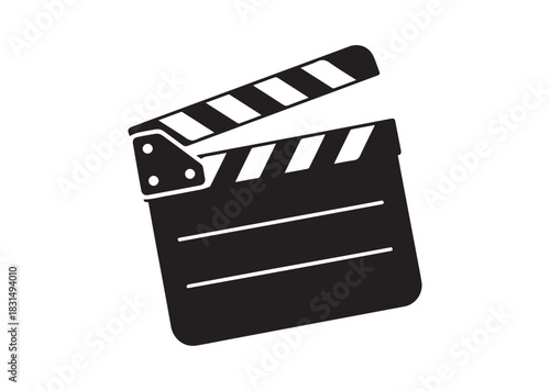 Movie clapperboard icon, Movie clapperboard silhouette vector