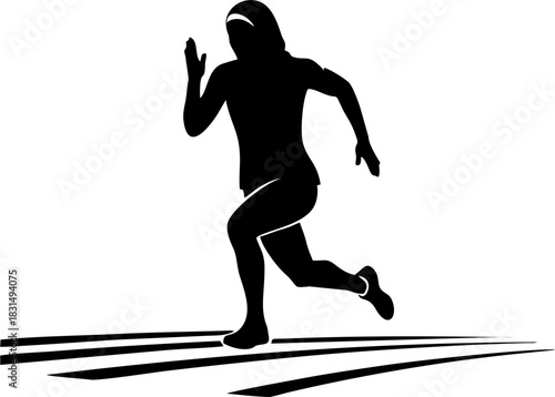 silhouette of a woman wearing a hijab running 