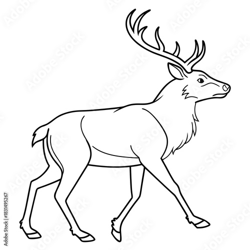 Wallpaper Mural Black outline of a reindeer walking on white background Torontodigital.ca