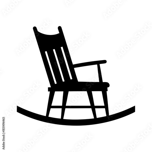 Classic wooden rocking chair in a stark black silhouette