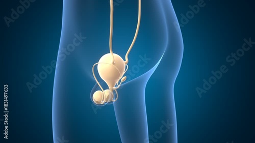 Human testies anatomy. 3d illustrations