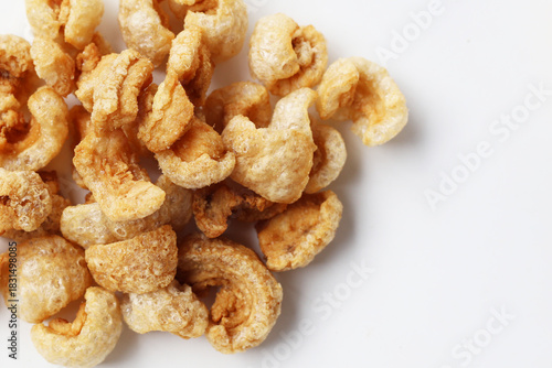 Crispy pork cracklings, a crunchy savory snack.
