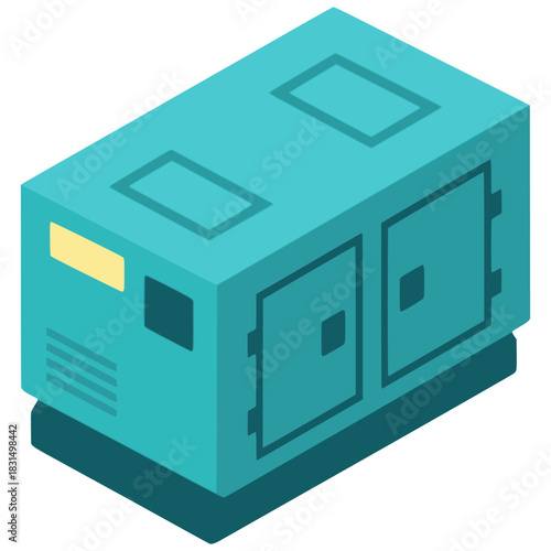 blue electricity generator power energy flat color vector illustration template design