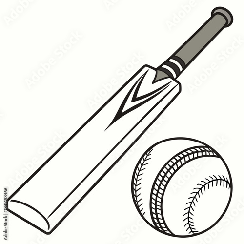 Cricket bat and ball on white background sports equipment