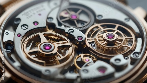 Wallpaper Mural Intricate macro shot revealing the internal gears, jewels, and mechanisms of a wristwatch Torontodigital.ca