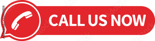 A red call us now button with a phone icon isolated on for immediate customer service and communication