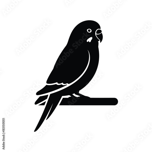 Budgerigar silhouette vector icon   minimalist pet bird graphic