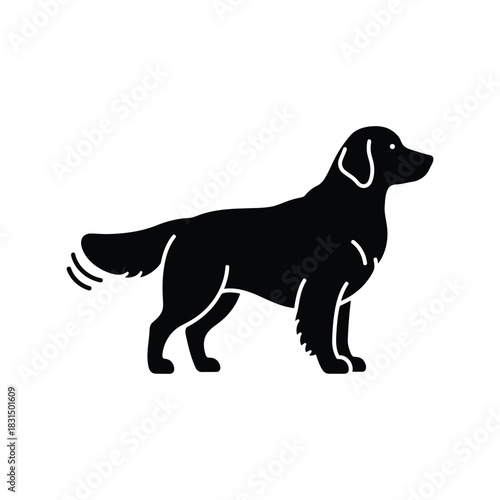 Golden retriever dog silhouette vector icon