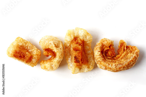 Crispy pork cracklings, a crunchy savory snack.