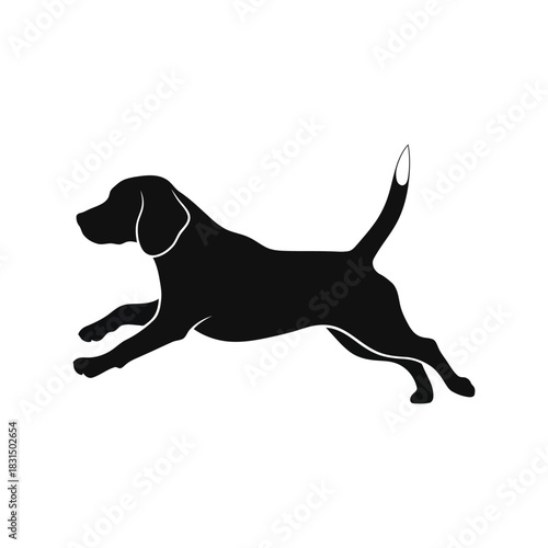 Dynamic beagle silhouette vector ??running dog icon design