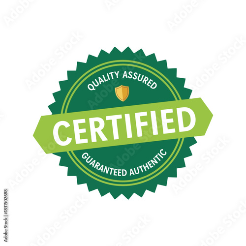 Certified quality assured badge: authentic product guarantee seal